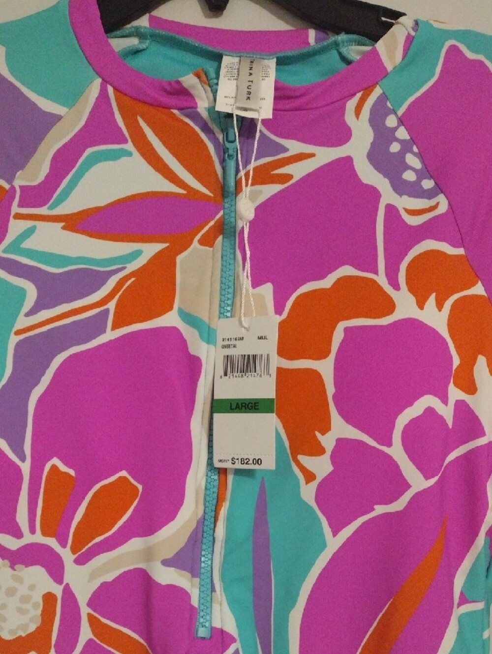 Trina Turk Women's Long-Sleeve Floral Rashguard - Purple, Teal & Orange - Picture 3 of 6